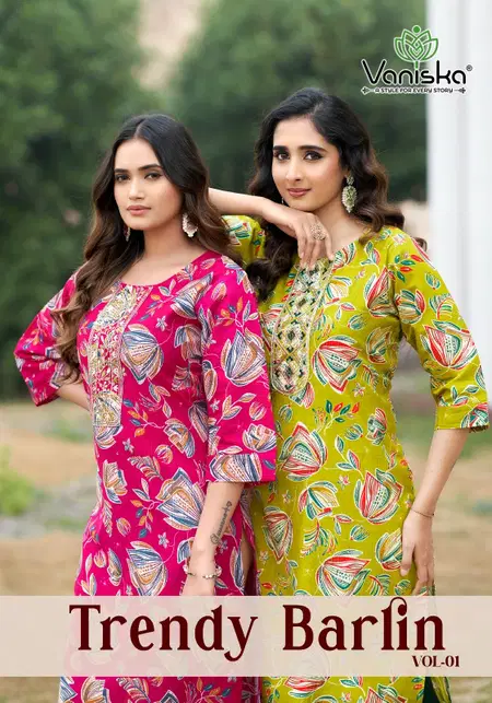 Trendy Barlin Vol 1 By Vaniska Barlin Printed Embroidery Kurti Wholesale Online